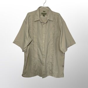 Cabana XXL Sueded Short Sleeve Button Front Shirt Beige Casual Relaxed Fit
